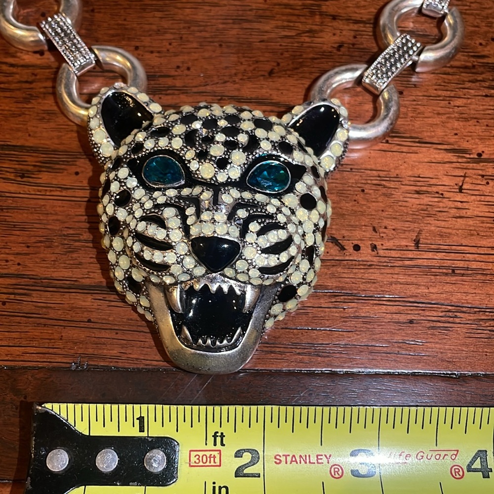 Snow Leopard Betsey Johnson Statement Necklace and Earring Set - Picture 9 of 11